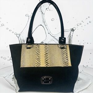 Crabtree suede patten leather shoulder bag.